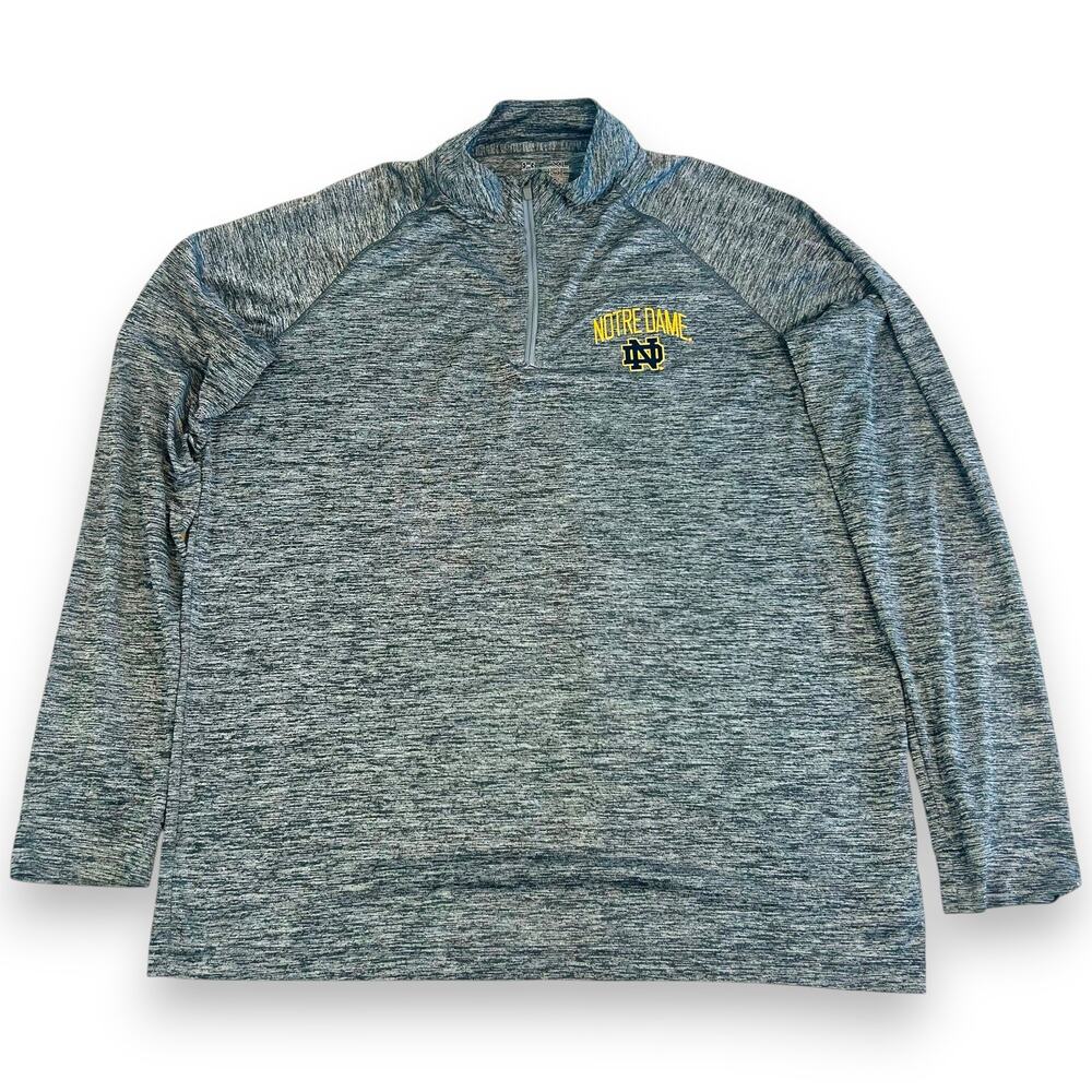 Notre Dame Mens XL 1/4Zip Under Armour Heatgear Loose Heather Gray 100% Poly